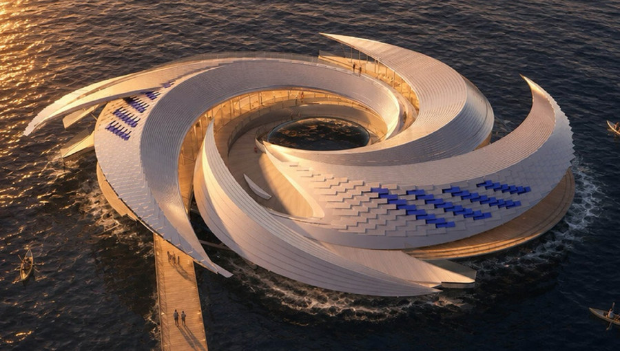 Solar Powered Floating Parliament Cleans Ocean Plastic Waste