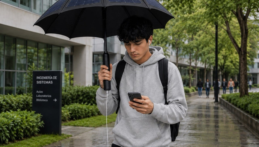 Student Designs Innovative Solar Powered Umbrella For Charging
